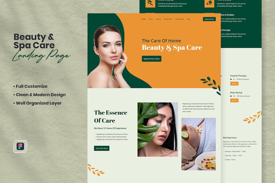 Banner image of Premium Beauty Spa Care Landing Page  Free Download