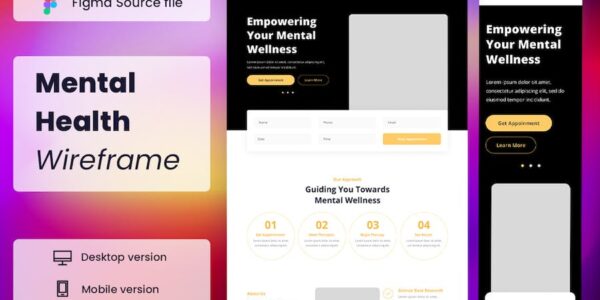 Banner image of Premium Mental Health Wireframe Website  Free Download