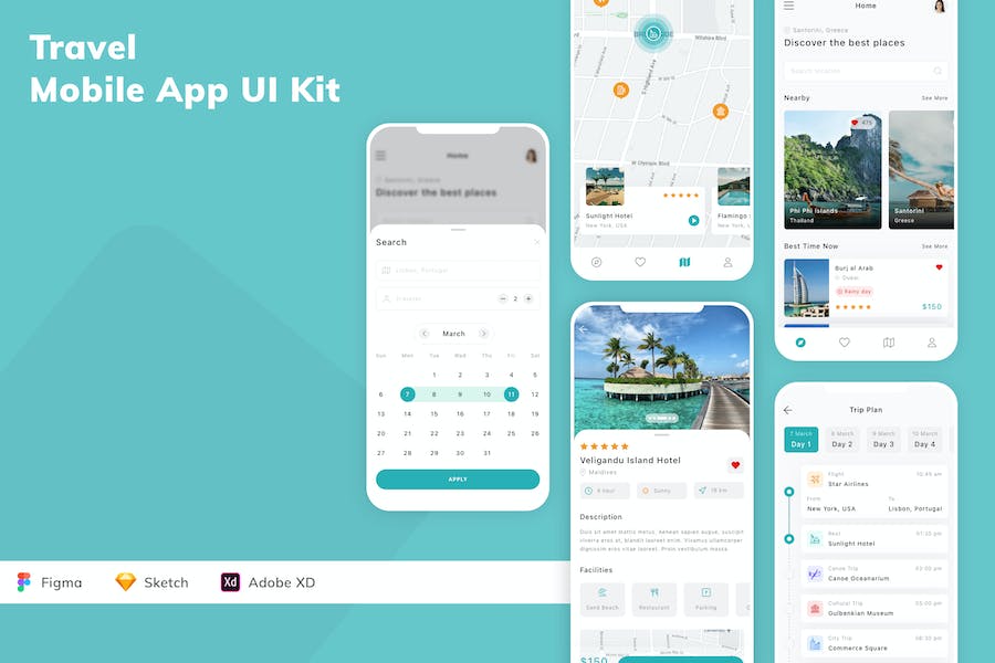 Banner image of Premium Travel Mobile App UI Kit  Free Download