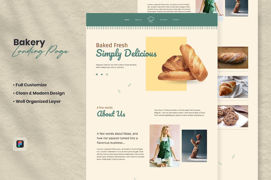 Banner image of Premium Bakery Landing Page Maze  Free Download