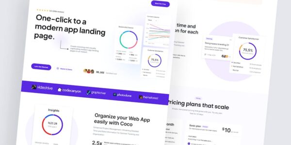 Banner image of Premium Coca Basic App Landing Page  Free Download