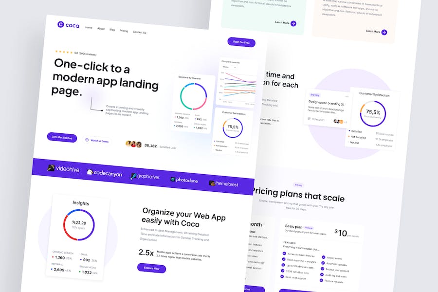 Banner image of Premium Coca Basic App Landing Page  Free Download