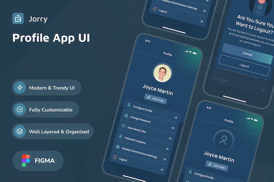 Banner image of Premium Jorry Profile Dark Mode App UI  Free Download