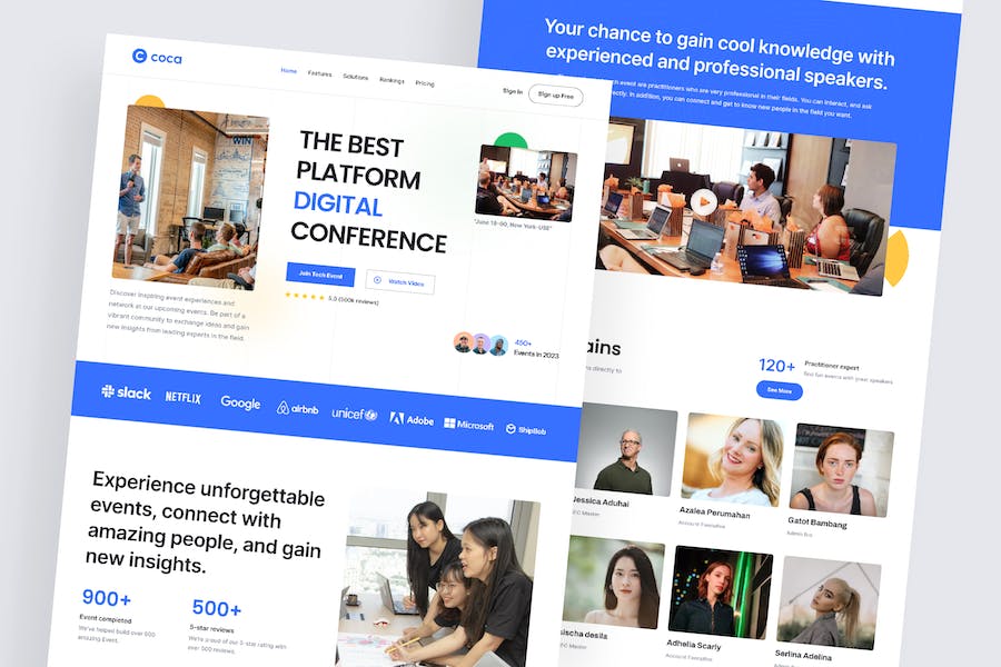 Banner image of Premium Coca Event Conference Landing Page  Free Download