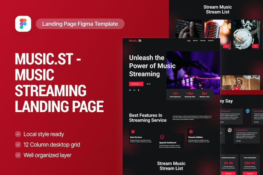 Banner image of Premium Musicst Music Streaming Landing Page  Free Download