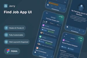 Banner image of Premium Jorry Job Finder Dark Mode App UI  Free Download