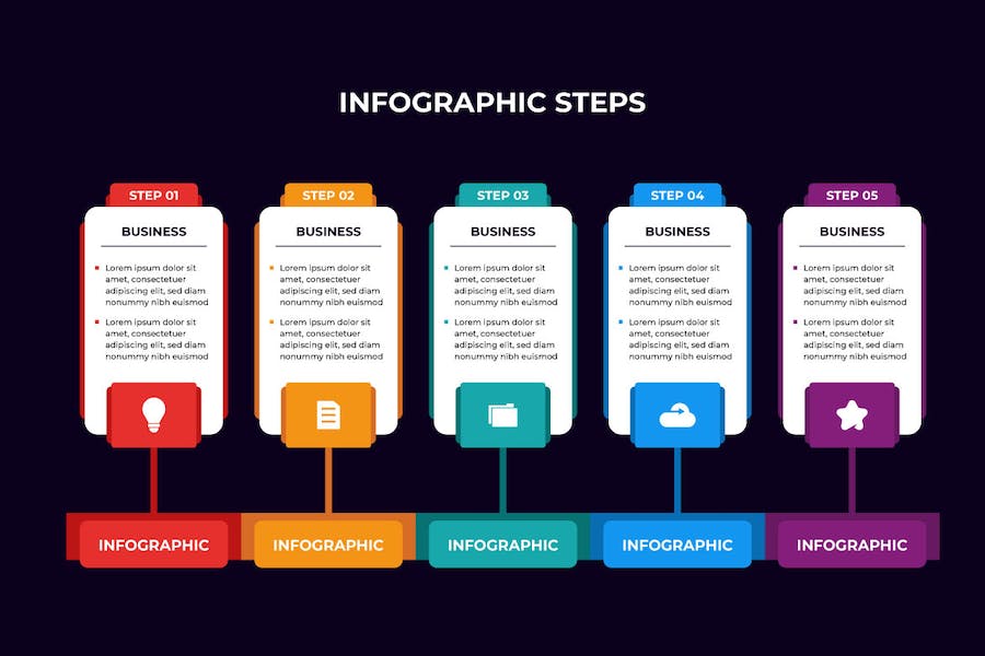 Banner image of Premium Business Infographic Steps in Colorful Style  Free Download