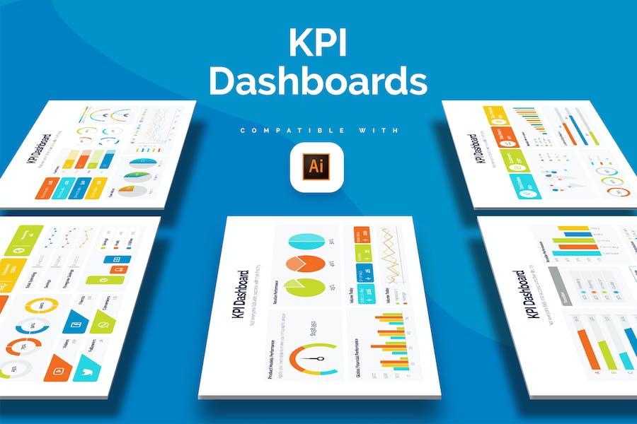Banner image of Premium Marketing KPI Dashboard Illustrator Infographics  Free Download