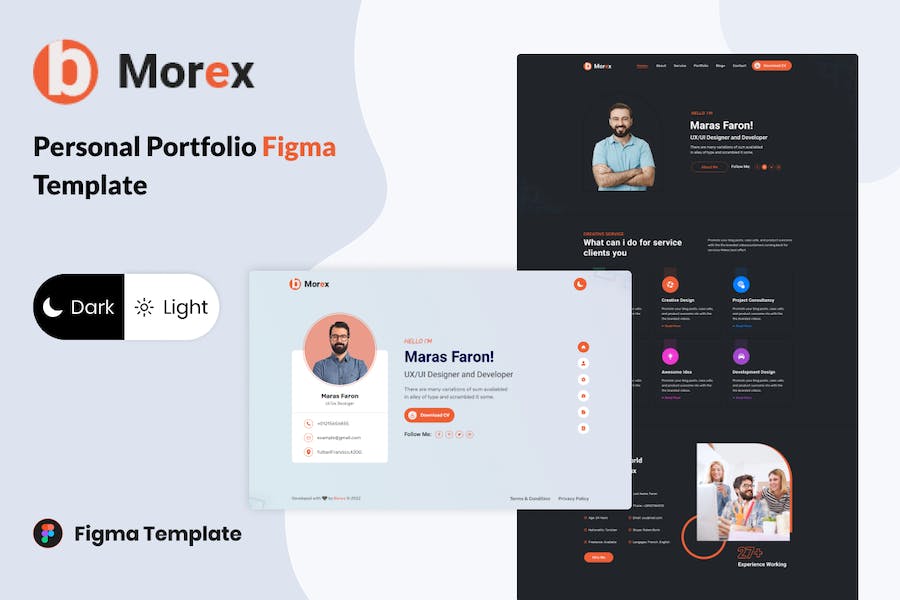 Banner image of Premium Morex Personal Portfolio Figma Template  Free Download