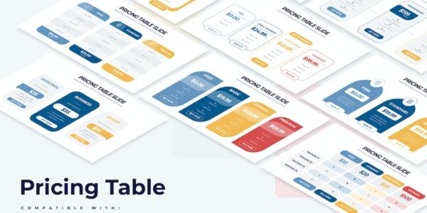 Banner image of Premium Pricing Table Slides Illustrator Infographics  Free Download