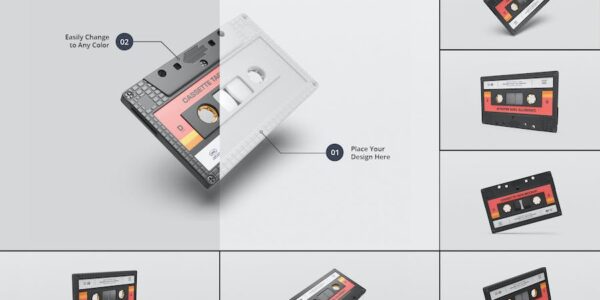 Banner image of Premium Vintage Cassette Tape Mockups PSD  Free Download