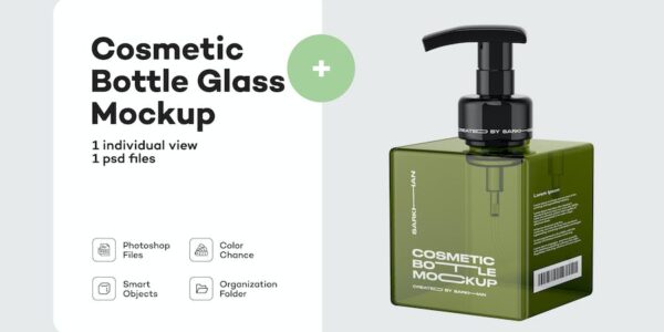 Banner image of Premium Green Cosmetic Bottle Mockup  Free Download