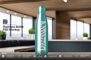 Banner image of Premium Stainless Bottle Mockup  Free Download