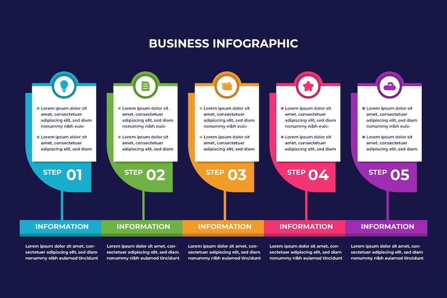 Banner image of Premium Modern Colorful Business Steps Infographic  Free Download