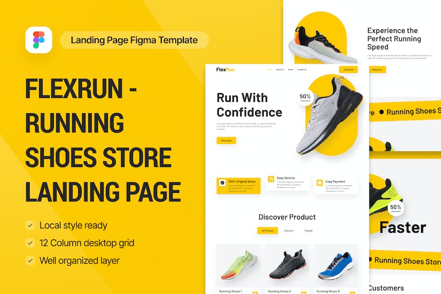 Banner image of Premium FlexRun Running Shoes Store Landing Page  Free Download