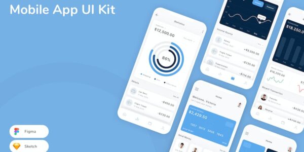 Banner image of Premium Finance & Banking Mobile App UI Kit  Free Download