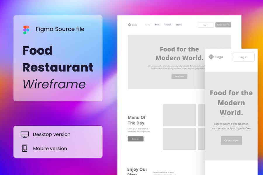 Banner image of Premium Food Restaurant Wireframe Website  Free Download