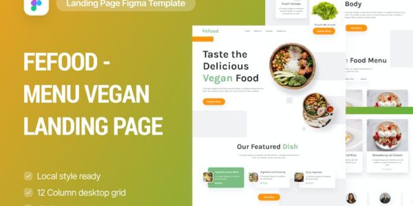 Banner image of Premium Fefood - Vegan Food Landing Page  Free Download