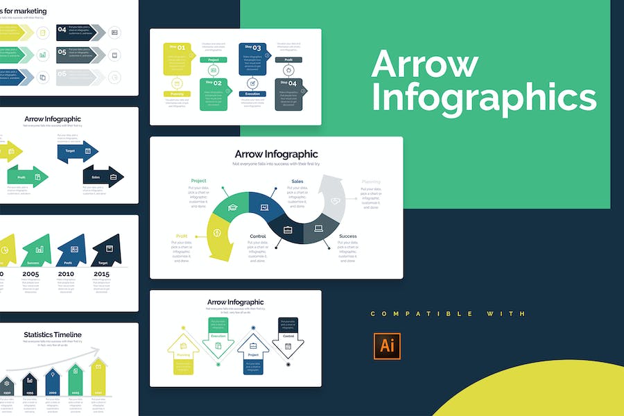 Banner image of Premium Business Arrow Illustrator Infographics  Free Download