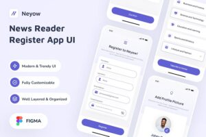 Banner image of Premium Neyow News Reader Register App UI  Free Download