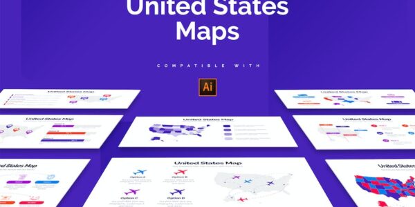 Banner image of Premium Business United States Map Illustrator Infographic  Free Download