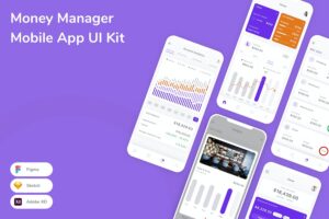 Banner image of Premium Money Manager Mobile App UI Kit  Free Download