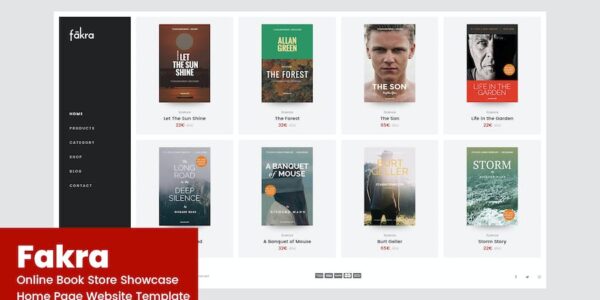 Banner image of Premium Fakra Book Store Product Website Design Template  Free Download
