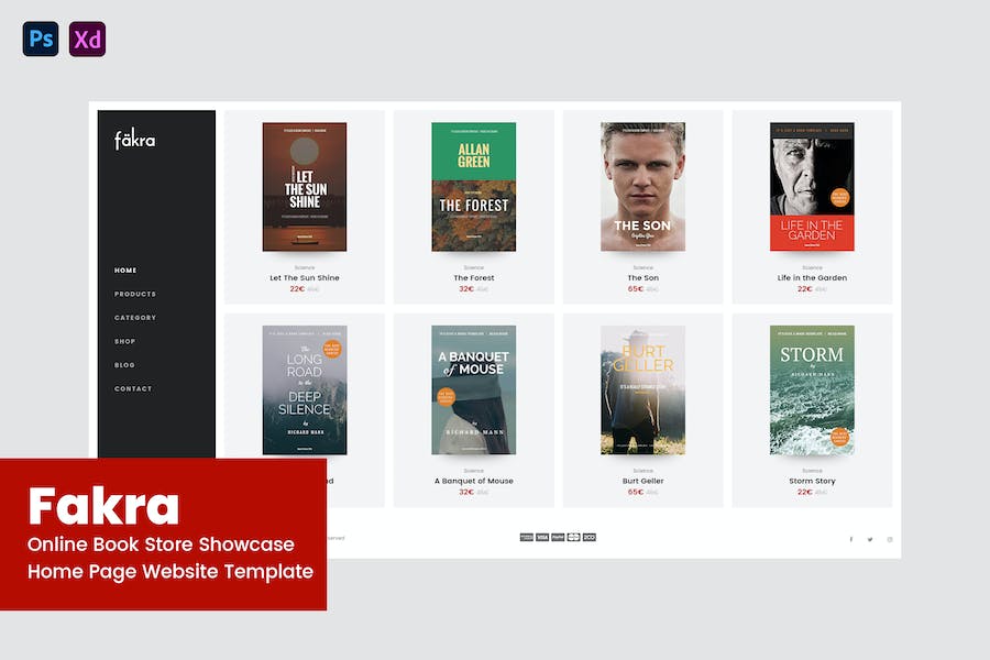 Banner image of Premium Fakra Book Store Product Website Design Template  Free Download