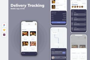 Banner image of Premium Delivery Tracking Mobile App UI Kit  Free Download