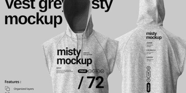 Banner image of Premium Vest Grey Misty Mockup  Free Download