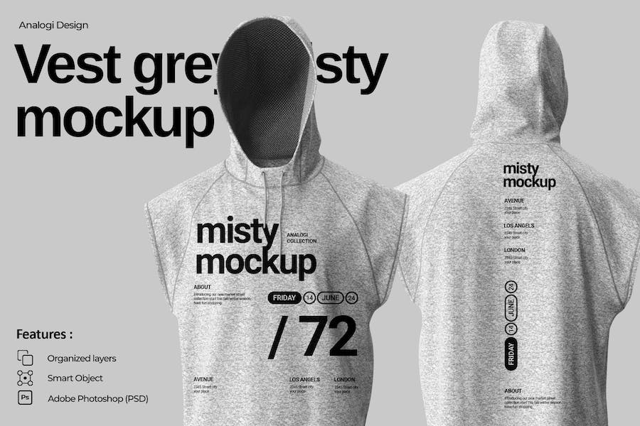 Banner image of Premium Vest Grey Misty Mockup  Free Download