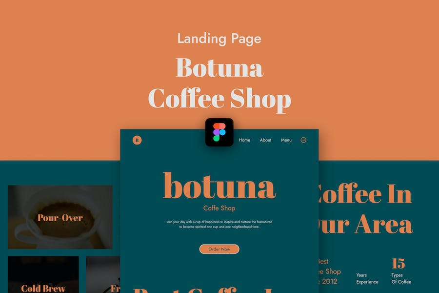 Banner image of Premium Botuna Green Coffee Shop Landing Page - Figma  Free Download