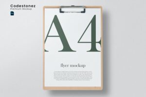 Banner image of Premium Clipboard A4 Paper Mockup  Free Download