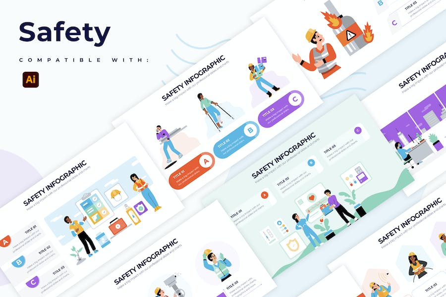 Banner image of Premium Business Safety Illustrator Infographics  Free Download