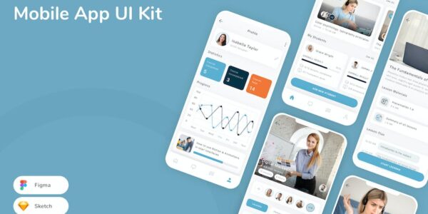 Banner image of Premium Online Course Mobile App UI Kit  Free Download