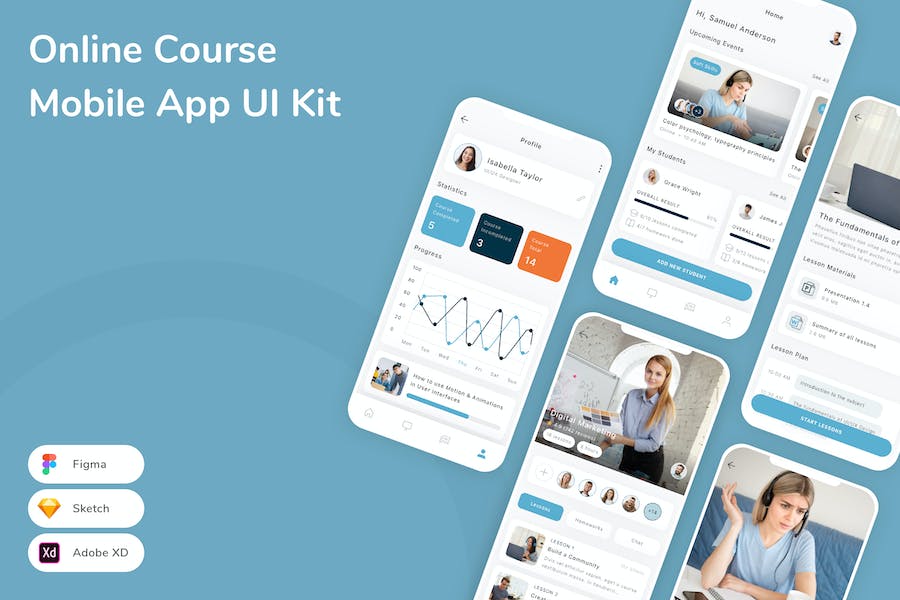 Banner image of Premium Online Course Mobile App UI Kit  Free Download