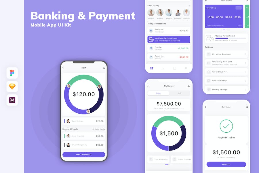 Banner image of Premium Banking & Payment Mobile App UI Kit  Free Download