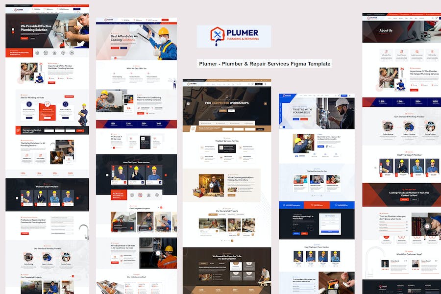 Banner image of Premium Plumer Plumber Repair Services Figma Template  Free Download