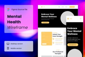 Banner image of Premium Mental Health Wireframe Website  Free Download