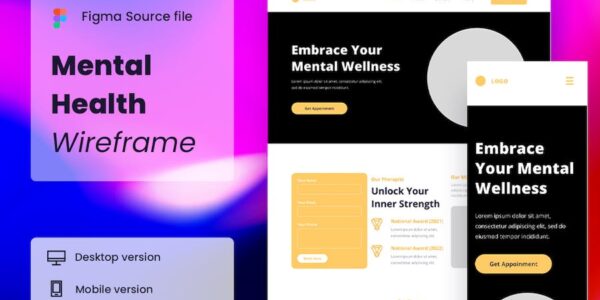 Banner image of Premium Mental Health Wireframe Website  Free Download