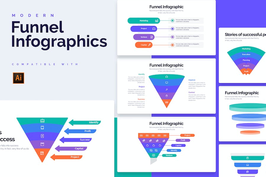 Banner image of Premium Business Funnel Illustrator Infographics  Free Download