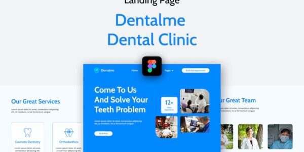 Banner image of Premium DentalMe Blue Dental Clinic Landing Page  Free Download