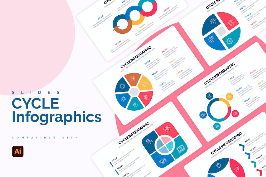 Banner image of Premium Business Cycle Illustrator Infographics  Free Download