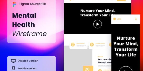 Banner image of Premium Mental Health Wireframe Website  Free Download