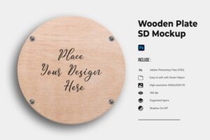 Banner image of Premium Wooden Plate PSD Mockup  Free Download