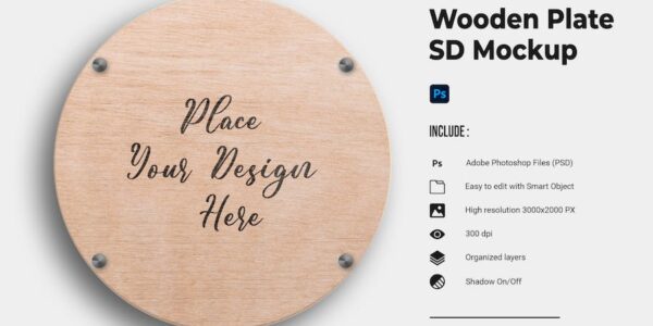 Banner image of Premium Wooden Plate PSD Mockup  Free Download