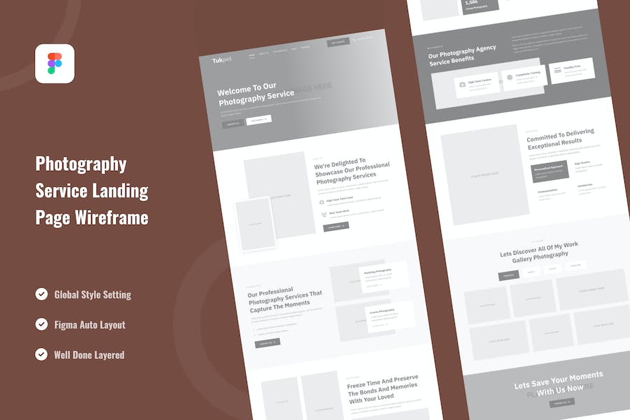 Banner image of Premium Photography Service Landing Page Website Wireframe  Free Download