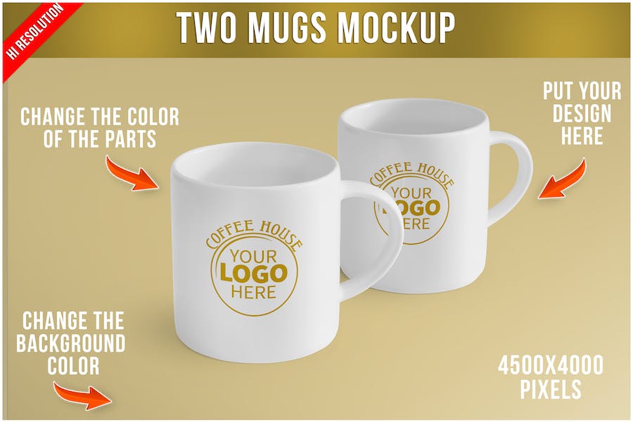Banner image of Premium Two Mugs Mockup  Free Download