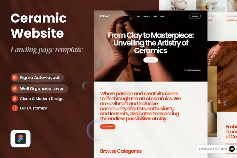 Banner image of Premium Kolonie Ceramic Studio Website  Free Download