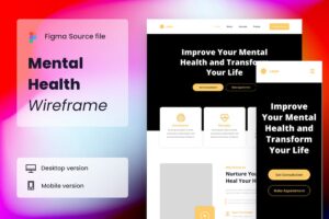 Banner image of Premium Mental Health Wireframe Website  Free Download